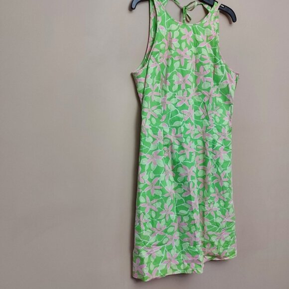 Lily Pulitzer Low Back Floral Shift Short Casual Dress Size 4 Green and Pink - Picture 2 of 7